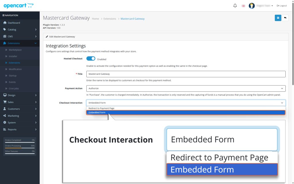 Choosing the Form Type - Embedded Form