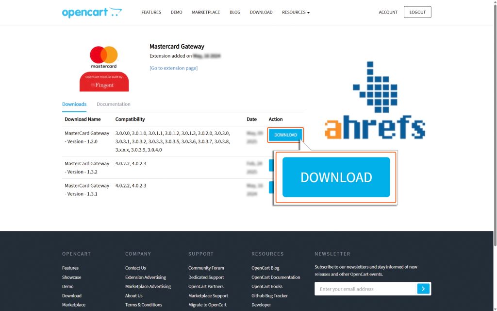 Click on the download button against the plugin version you wish to download.