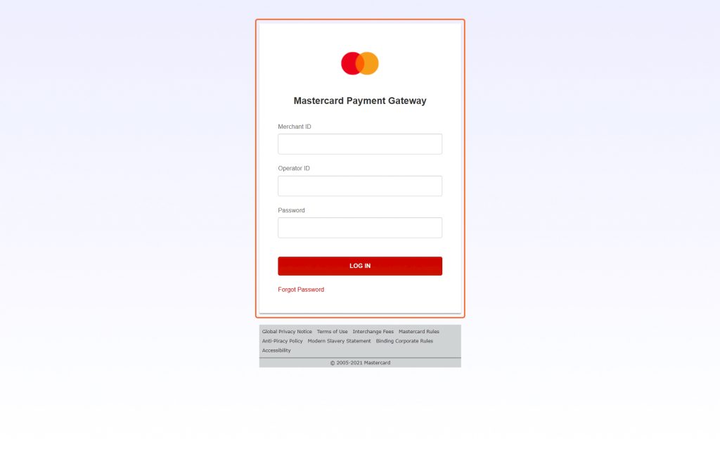 Merchant Account Login Page
