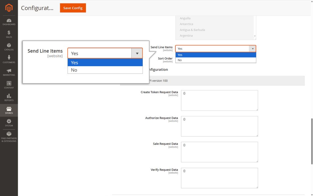 Select Yes for Send Line Items if you want to include detailed order information (like item names, quantities, and prices) in the transactions sent to the Mastercard Gateway.