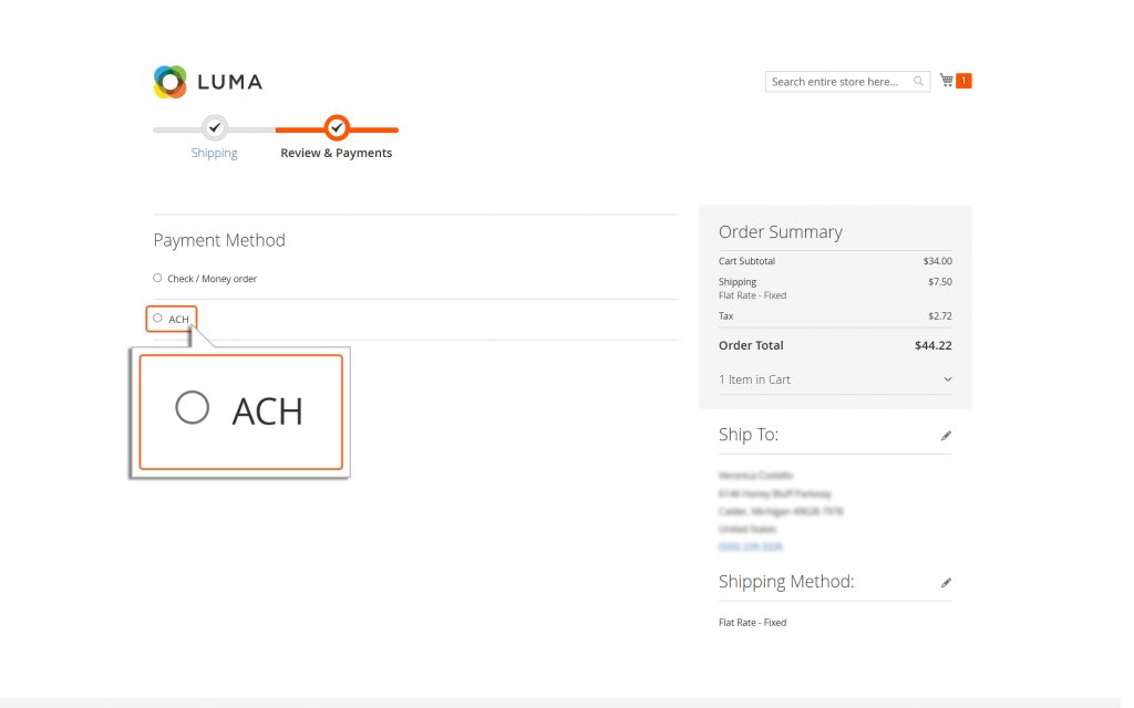 TitledisplayedinCheckoutpageACH