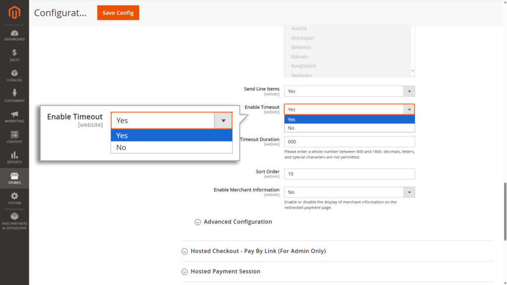 Image of Enable Timeout field