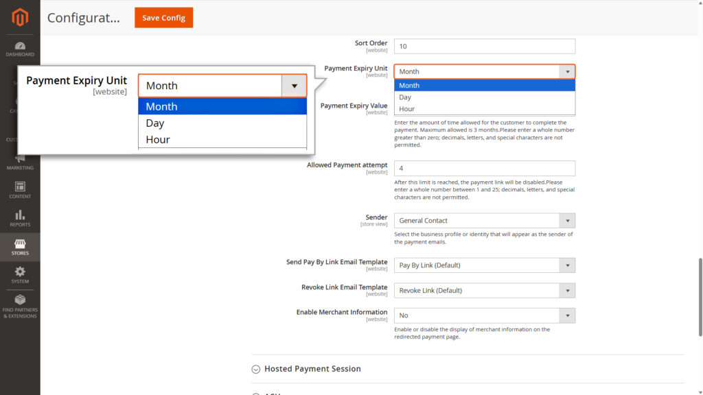 Choose the unit of Payment expiry from dropdown [Hours, Days, or Months]