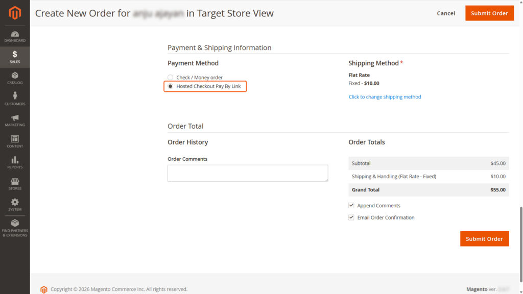 Title displayed in Checkout page.