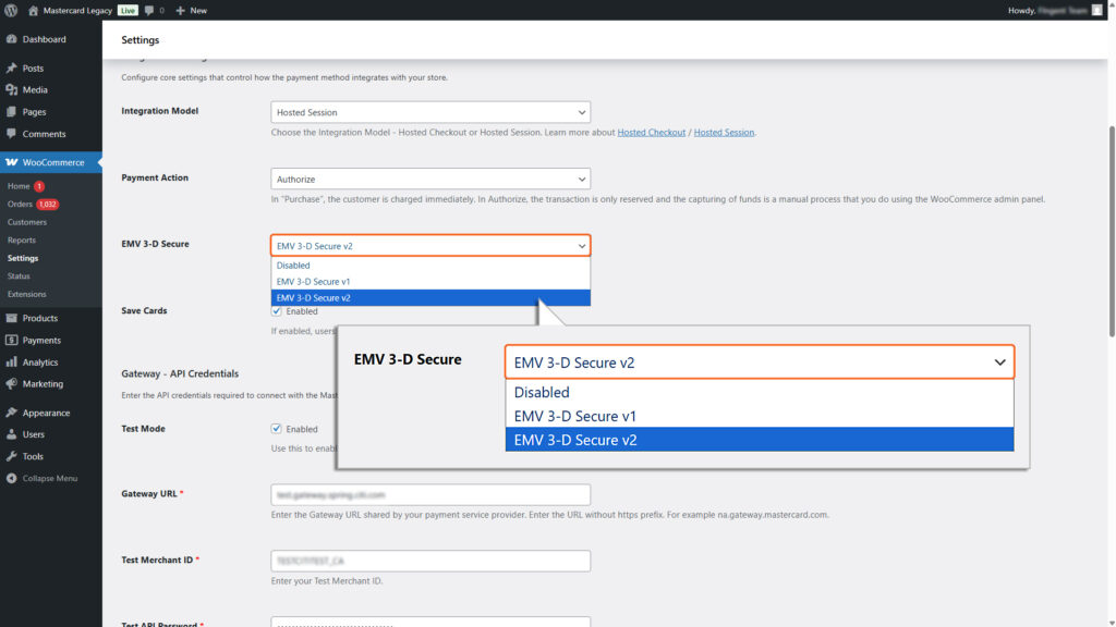 Image of Hosted session EMV-3-D-Secure-v2