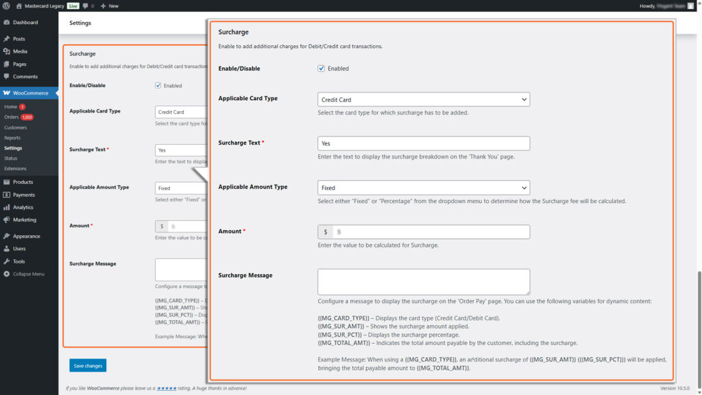 Image of Surcharge section