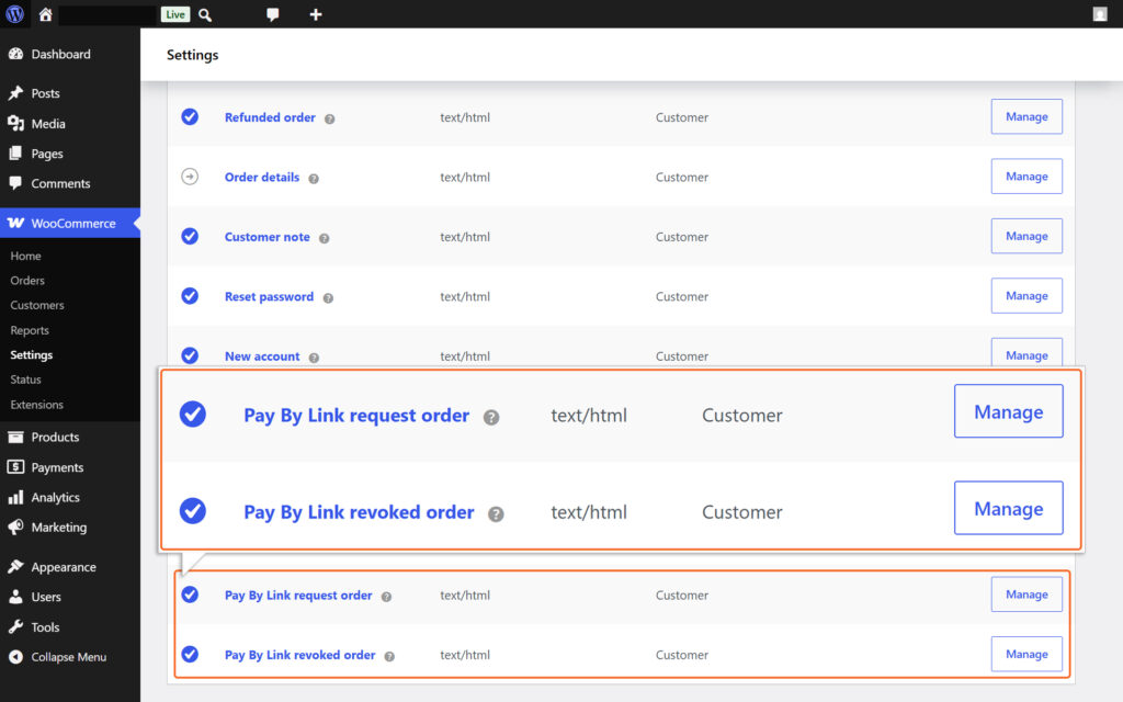 Email Template list page