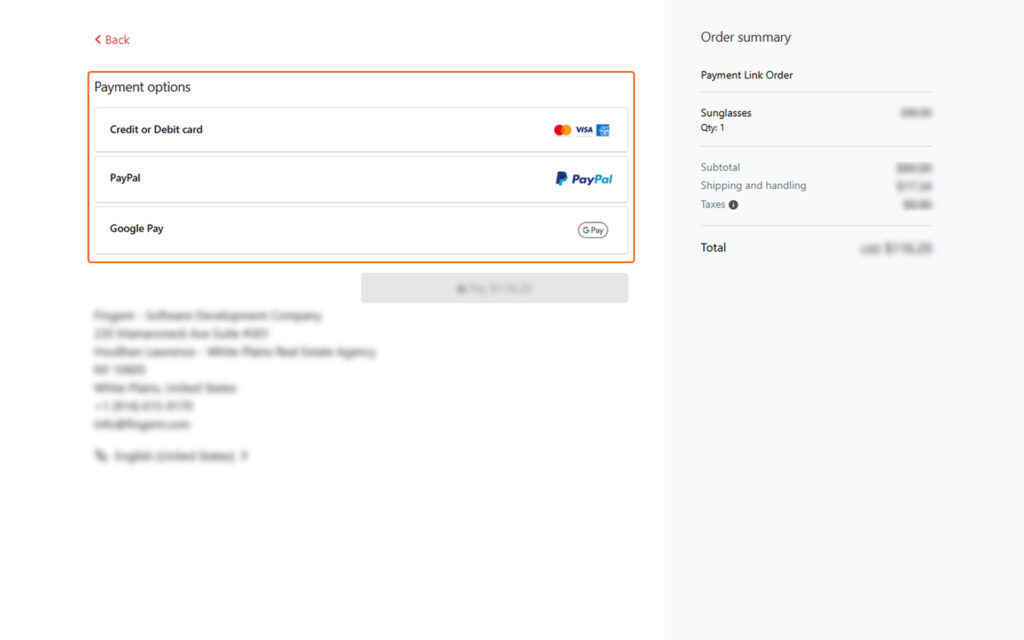 Image of payment page
